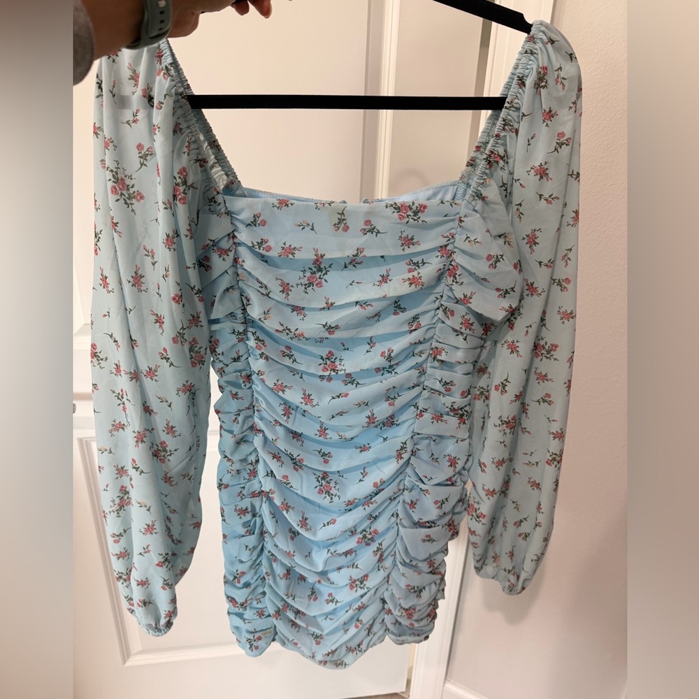 REVOLVE Light Blue Floral Mini Dress bodycon